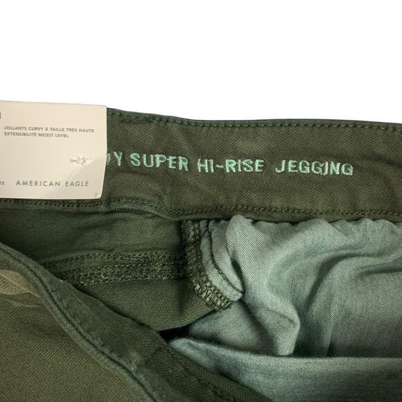 New American Eagle Jeans Curvy Super Hi Rise Jeggings Green Camo Women's 6 - Picture 9 of 11